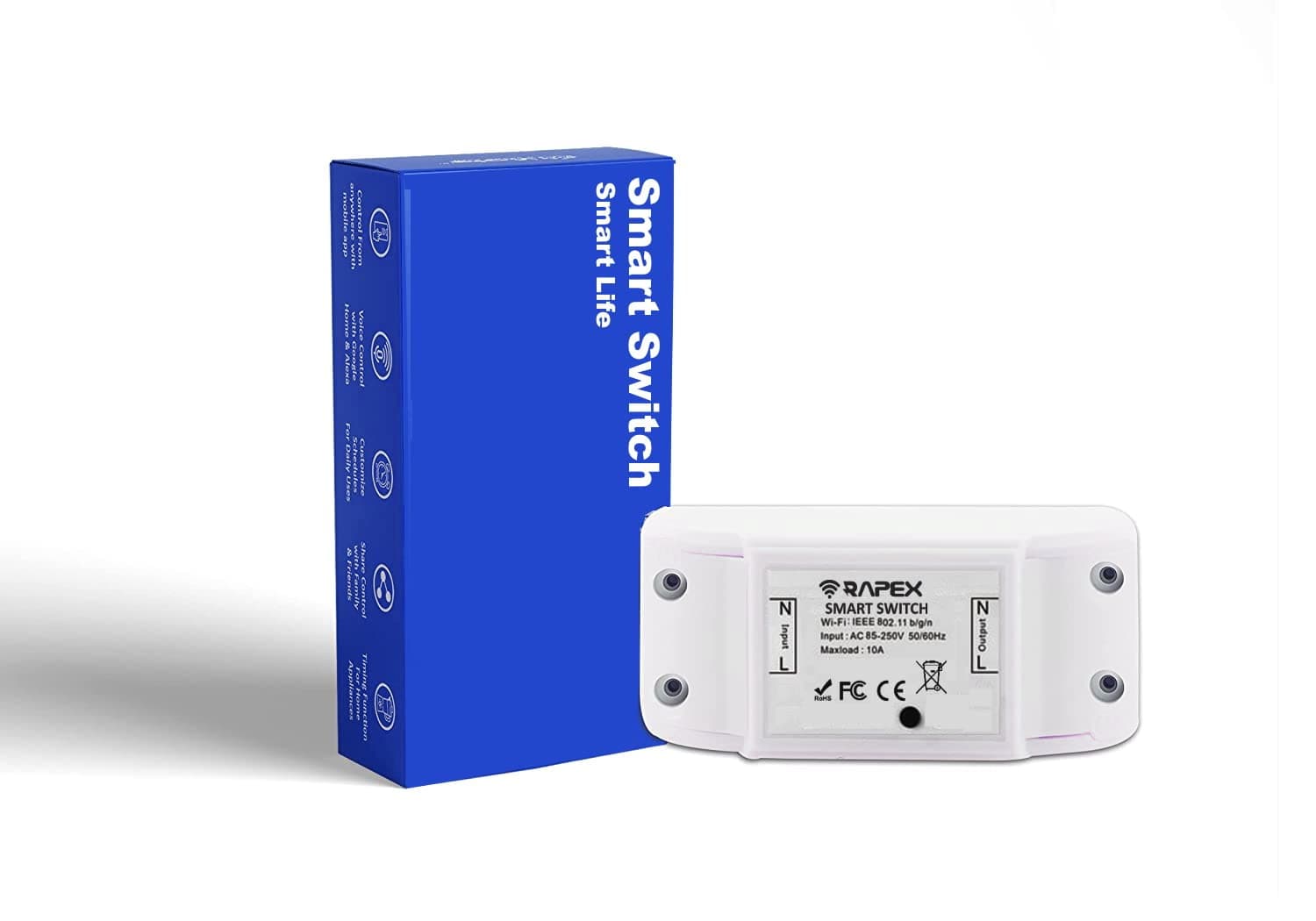 Smart WiFi Switch Wireless Remote Control 10A-240VAC DIY Your Home via Compatible with Alexa, Google Home, Life APP for iOS & Android, Suit Hotel Office - Pack of 1