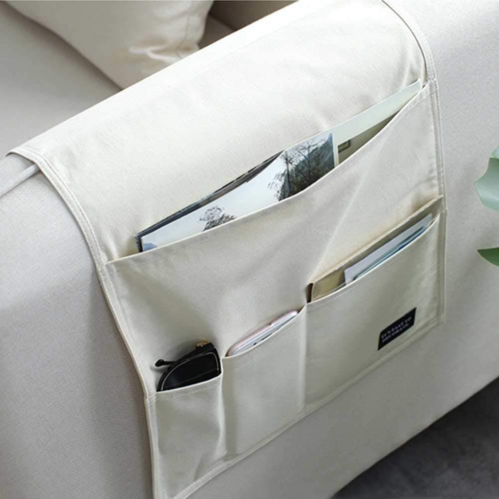 MOOUK Sofa Arm Rest Organiser,Hanging Sofa Caddy Storage Bag, TV Remote Control Holder Armchairs Couch Organiser Phone Pouch Chair Tidy Table Space Saver Pocket Living