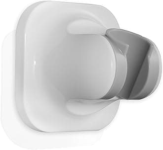 Handle held Shower Head Holder - 5 Positions Adjustable - Conceald Adhesive Mount with Screw Option- RV Camping Shower Head Holder (Gloss White)