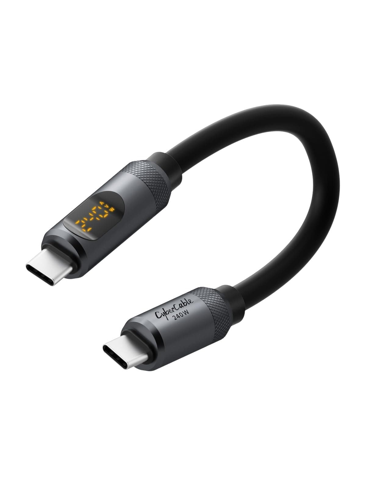 USB C Cable, LED Display Silicone 240W Fast Charging Cable with 480Mbps Data Transfer, Type C Fast Charger for iPhone 16 15 Pro Max, iPad, MacBook Pro Air (Silver, 0.8FT)