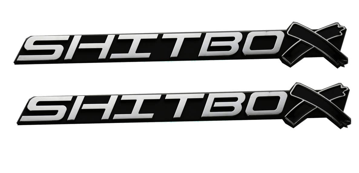 CDD 2pcs SHITBOX Emblems Badge 3D Car Fender icker Decal Replacement for Truck (ChromeBlack)