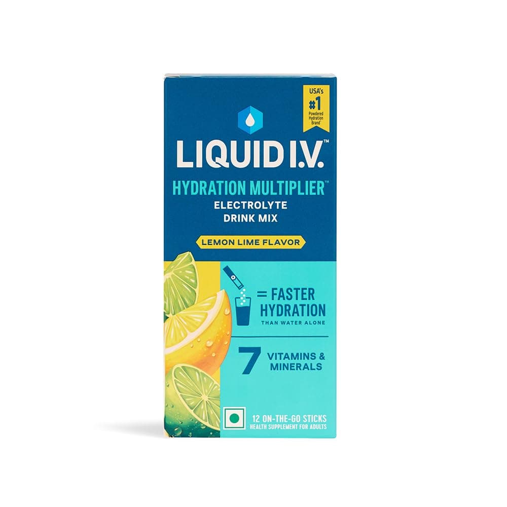 Liquid I.V. Hydration Multiplier – Lemon Lime | Electrolyte Drink Mix Powder 16 g | Pack of 12 | Sodium & Potassium | Hydration Drink | Easy-Mix Sticks | No Artificial Sweeteners