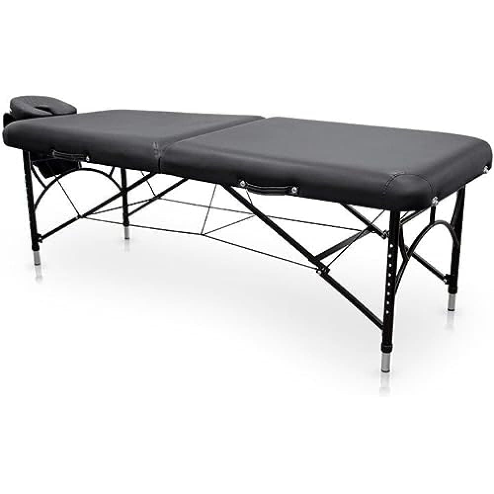 QuirumedAluminium Folding Massage Table Easy Force, Colour Black, Massage Table, Leatherette, High-density padding, Height adjustable, Lightweight, Up to 210 kg