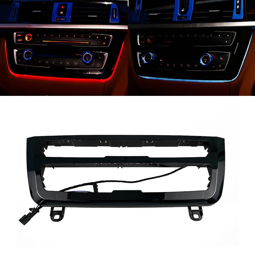 Car Inner Air Condition A/C Panel LED Lighting Ambient Light Trim Accessories For BMW 3 4 Series 3GT F30 F36 M3 M4 Center Control Two-color Atmosphere Lamp Panel Replacement Cover (Piano Black)