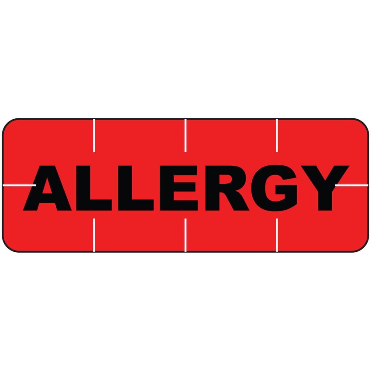59713048 Label, Poly Allergy Pre-Printed, State Standardization, 11/16" Width, 1/4" Length, Red, Pack of 250