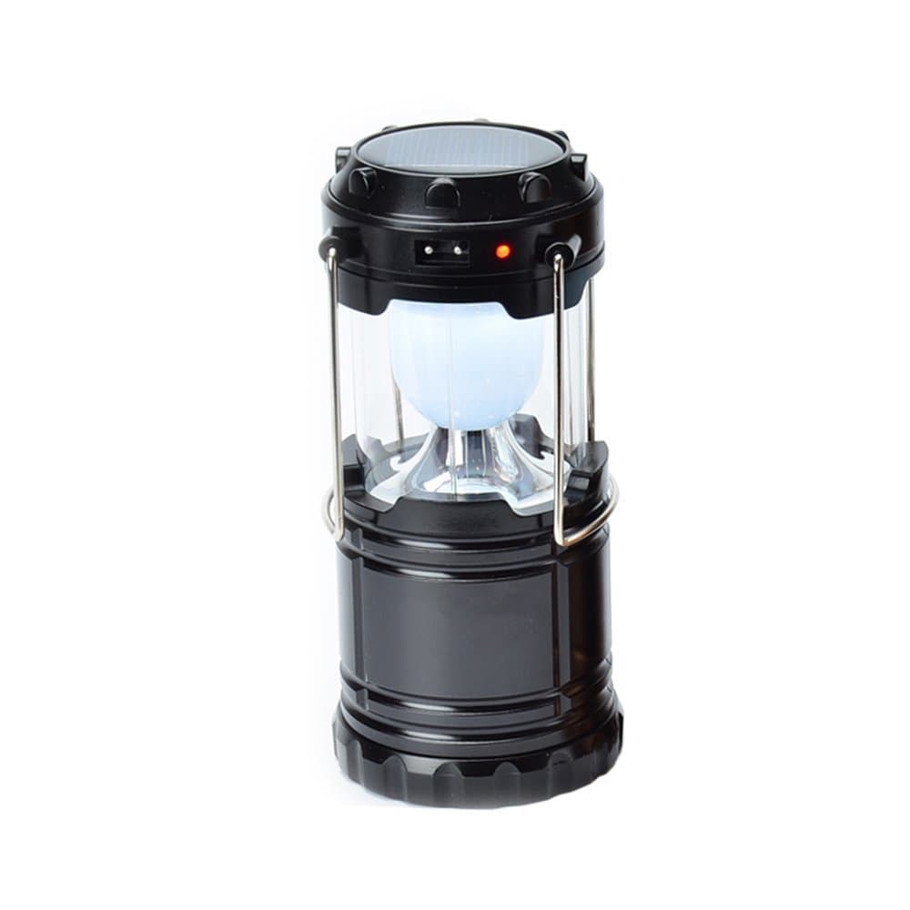 Camping Lantern Flashlight, Super Bright LED Solar Portable Outdoor Light with Stainless Steel Handle for Hiking, Trekking, Emergency, Travelling, Outages Indoor & Outdoor Sports Yingxin (Black)