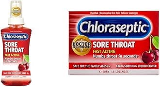 Sore Throat Spray, Cherry, 6 fl oz, 1 Bottle Sore Throat Lozenges, Cherry 18 Count