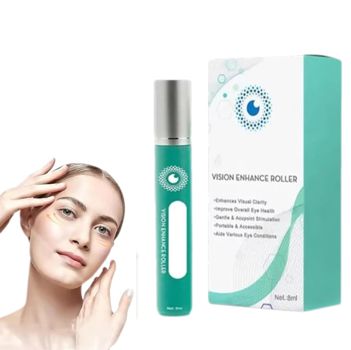 Vision Enhance Roller,Eye Massage Roller,Cooling Roll-On Applicator,Vision Enhance Massage Roller,Relieve Eye Strain, Enhances Visual Clarity (1Pcs)