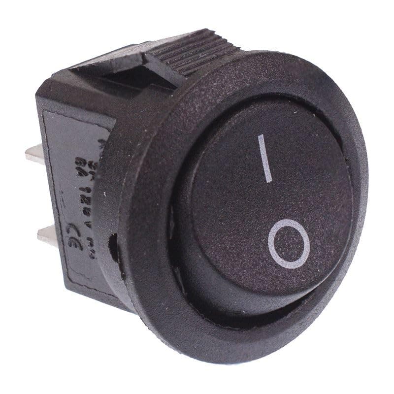 Mini Black On/Off Round 15mm Rocker Switch SPST