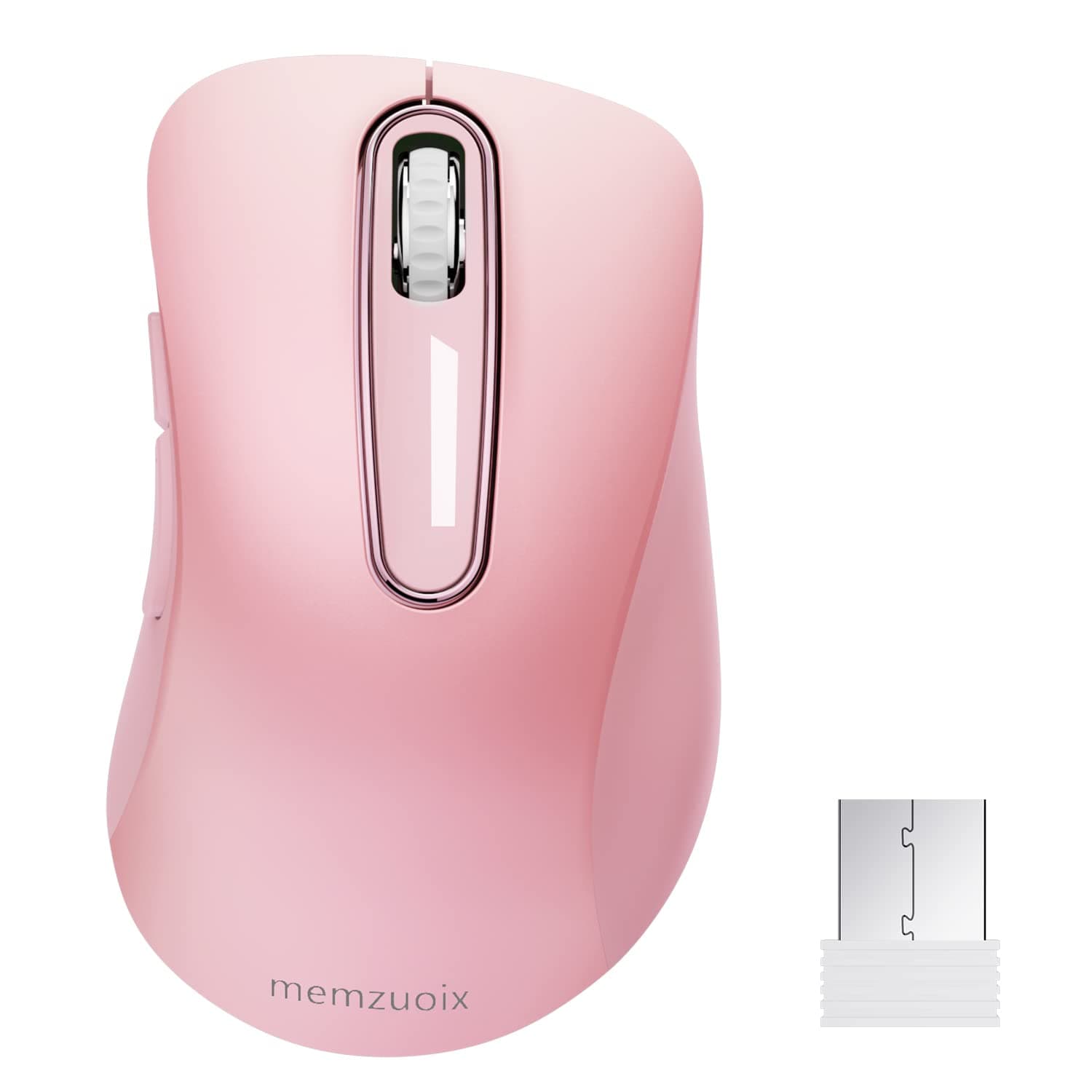 2.4G Wireless Mouse, 1400 DPI Mobile Optical Cordless with USB Receiver, Portable Computer Mice Wireless Mouse for Laptop, PC, Desktop, MacBook, 5 Buttons (Pink)