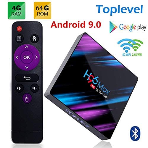 Android 9.0 H96 Max TV Box 4GB RAM/64GB, Penta-Core Mali-450 Up to 750Mhz+, RK3318 Quad-Core 64bit Cortex-A53, H.265 Decoding 2.4GHz/5GHz WiFi Smart TV Box