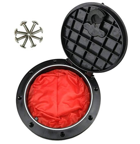Bieroog 6 Inch Hole Diameter Deck Plate Kit, Deck Hatch with Cat Bag for Kayak Boat Fishing Rigging, Black (Contain Red Pocket)