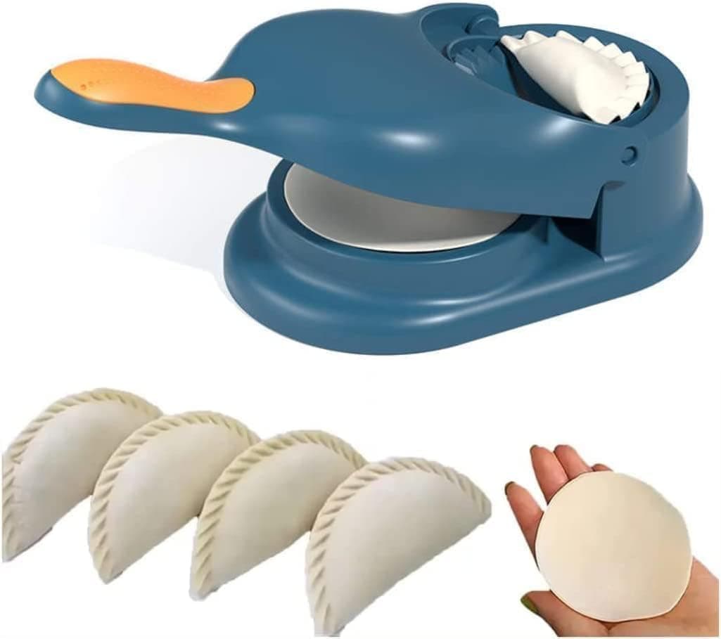 Tekcool 2 in 1 Dumpling Maker Ghughra Momos Maker Machine, Skin Press Mould for Gujiya Ghughra Mould Machine, Kitchen Dumpling Making Tool with Dumpling Puri Maker(Design 1)