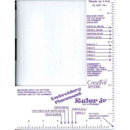 Embroidery Placement Ruler Jr (Little Buddy)