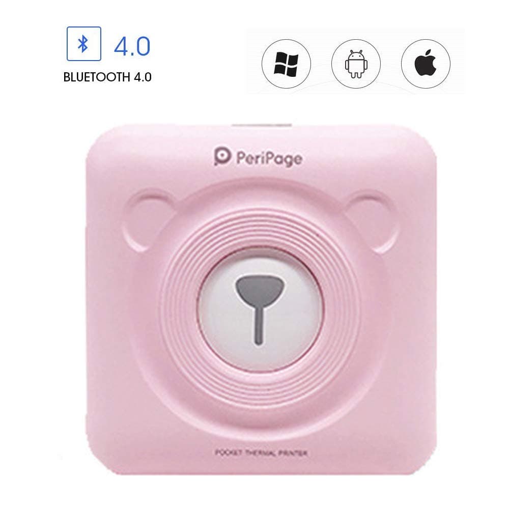 Wireless Bluetooth Printer A6 PeriPage Mini Photo Pocket Printer Sticker Thermal Label Sticker Receipt Printer Instant Printer Support Cellphone with Windows Android iOS System