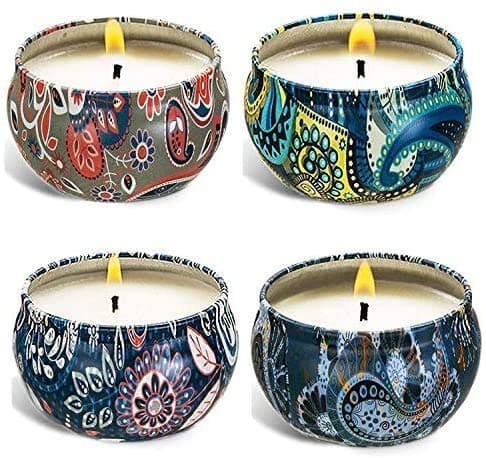 Scented Candles Gift Set 4 Pack 4.4 Oz/2.5Oz Soy Wax Candles in Tin,250 Hour Long Lasting Soy Aromatherapy Candle for Women Mum Friends Wife Birthday Mother's Day (Fashion 2.5 OZ 4 Pack)