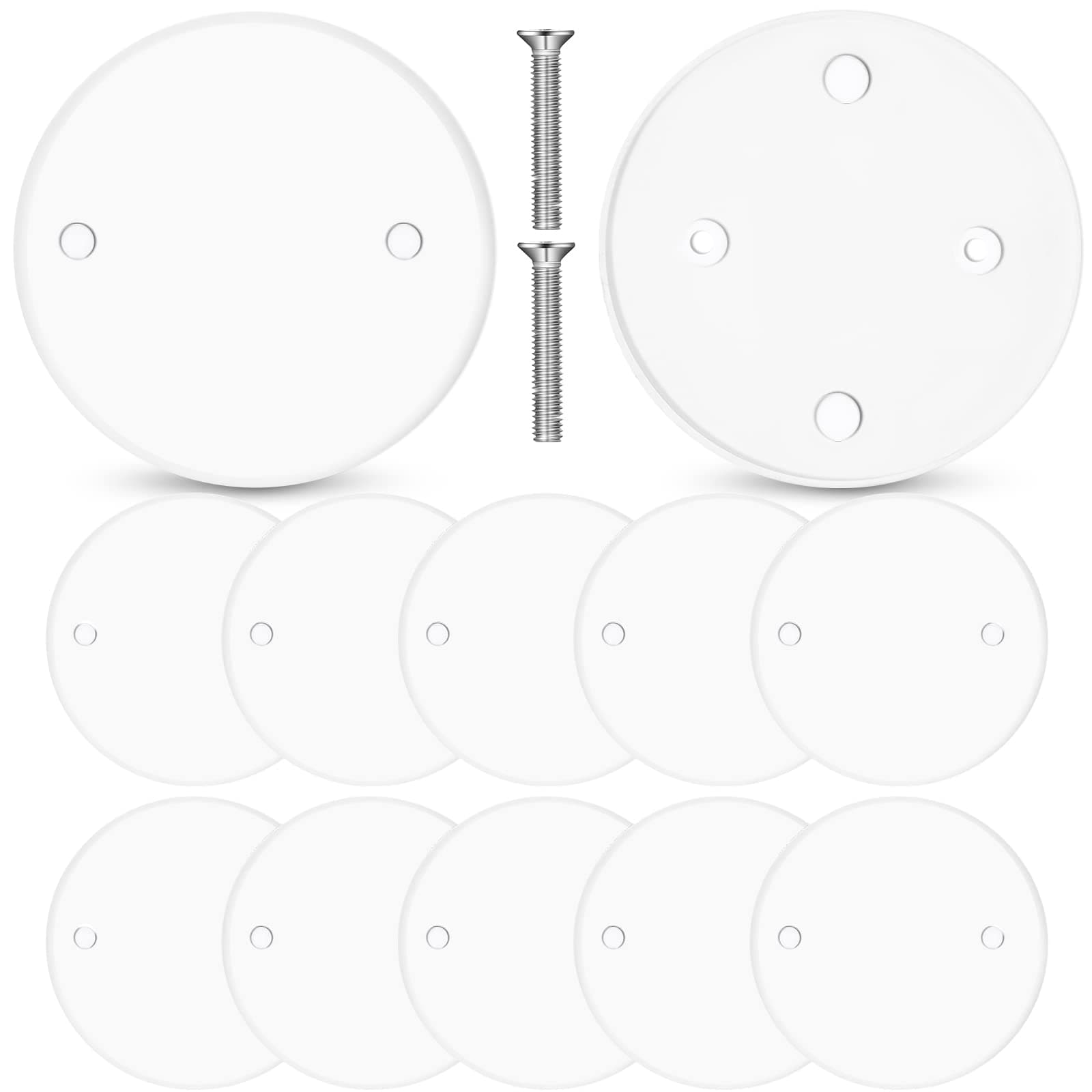 Tondiamo Ceiling Cover Plate Flat Round Electrical Ceiling Fan Switch Cap Cover Blank Circle Wall Plate with 4mm Screws, 4.32 Inches in Diameter, White(12 Packs)