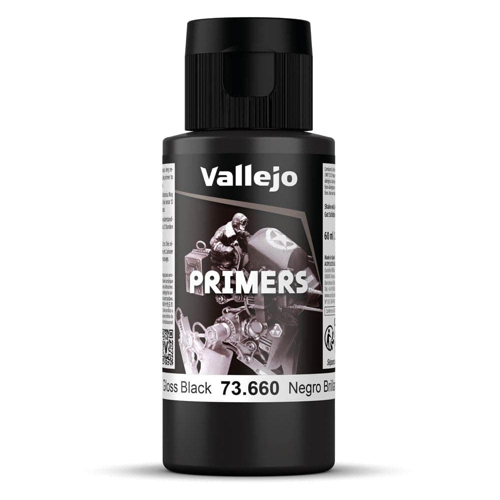 Surface Primer Color | Gloss Black Acrylic Primer 60 ml (2.02 fl.oz.) | Glossy Finish and Fast Drying | Perfect for Airbrushing and Great Adhesion to Figures and Scale Models