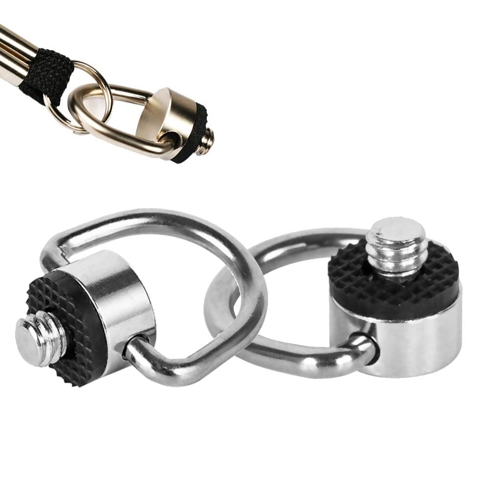 Stainless Steel D Ring Screw Hinge Mount Camera Mounting Screw 1/4" 20 Threads for Tripod DSLR Cameras Quick Release Wrist Strap Pack of 2