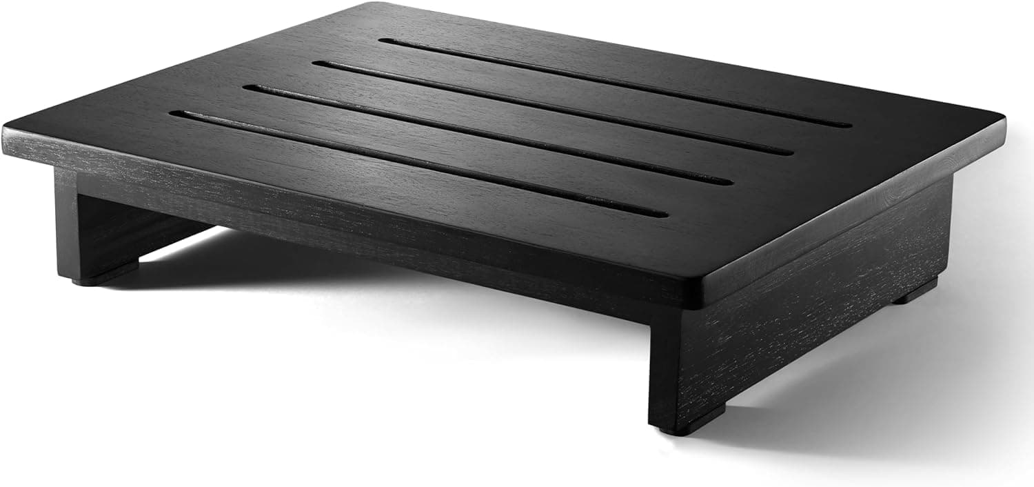 One Step Stool for Adults 3.5" - Wooden Step Stools for Bed - 200lbs Safety Stepping Stool Bathroom Aid for Handicap, Elderly, Seniors, Kid, Bathtub, High Beds, Kitchens (Black)