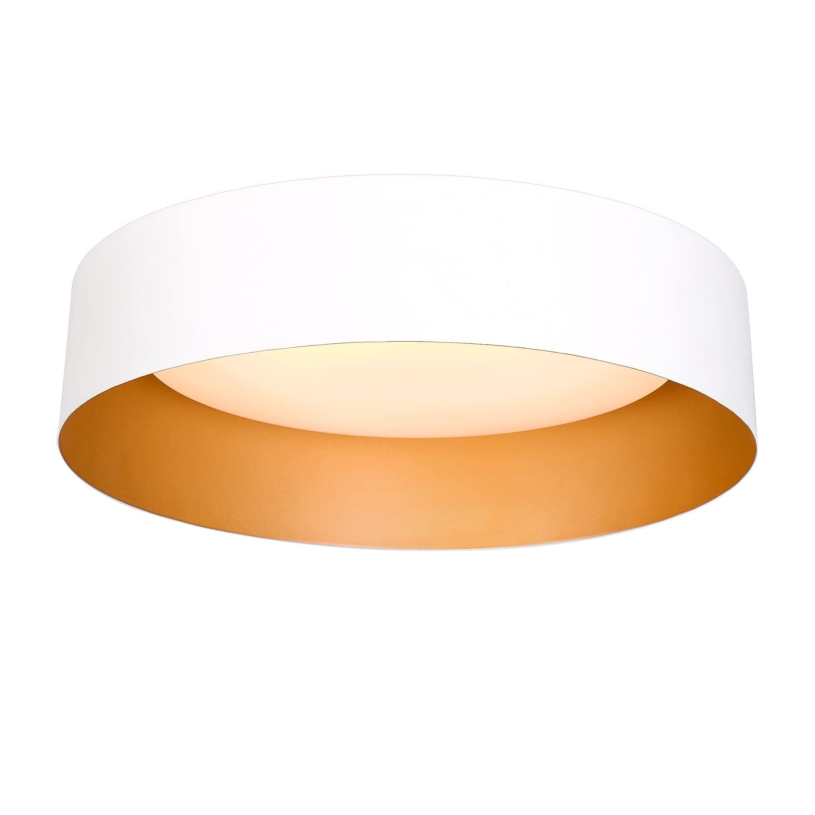12.5" LED Ceiling Light, Matte White with Gold Inner, Dimmable 3000K/Warm White, 18W (100W Equivalent.), Ceiling Outdoor Lighting Fixtures for Bedroom Hallway