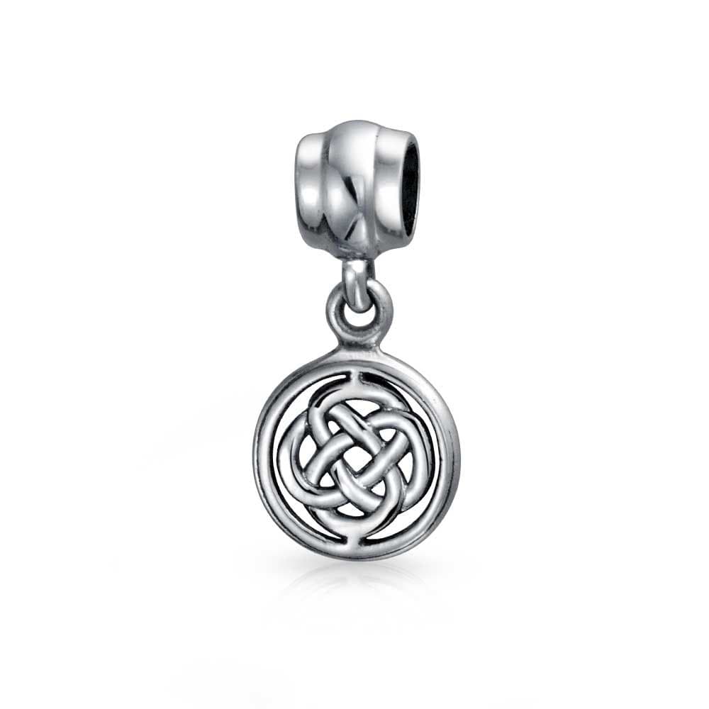 Romantic Celtic Love Knot Symbol Infinity Dangle or Slide Bead Charm For Women Teen .925 Sterling Silver For European Bracelet