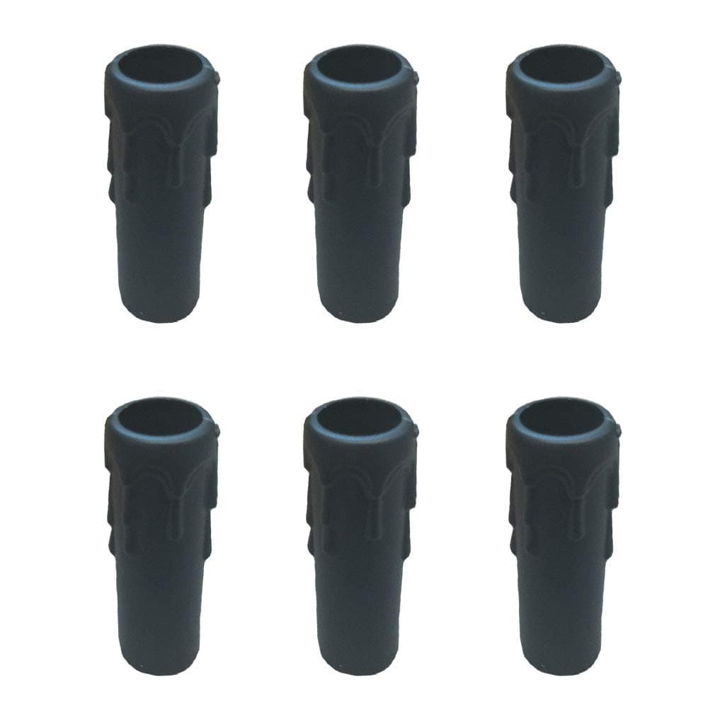 Candle Light Socket Covers - Set of 6,Multi-color Plastic Candle Sleeves Multiple sizes Candelabra Base for Light(Black,H10cm,Dia3cm)
