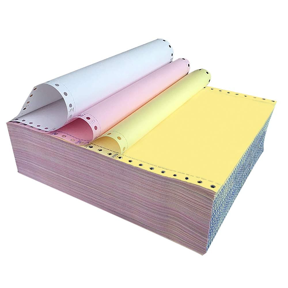 FirstZi Half Sheet (9.5"x5.5") 3 Part Continuous Feed Carbonless Computer Paper for Dot Matrix Printer, 666 Sets NCR Printing Paper, Perfect for Receipt, Invoice, 3 Color, White/Pink/Yellow