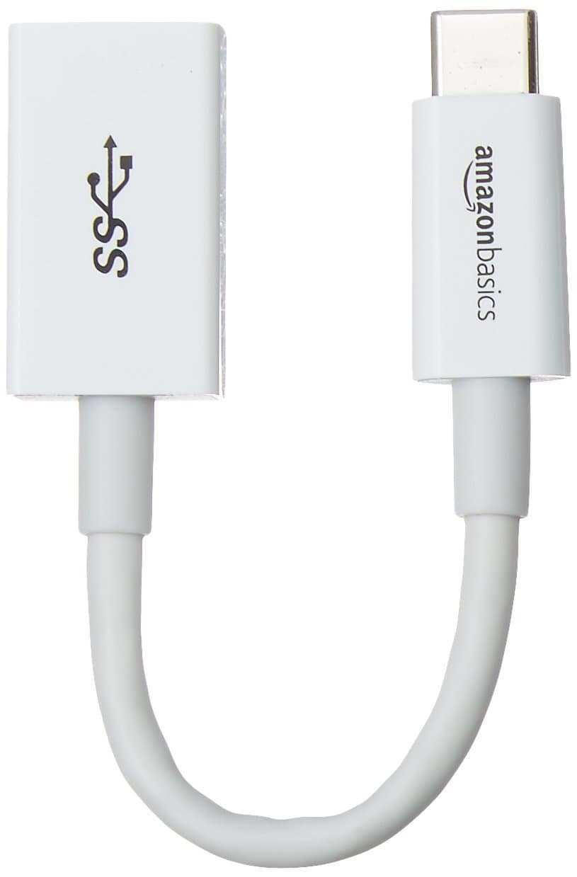 AmazonBasics USB Type-C to USB 3.1 Gen1 Female Adapter Cable - White