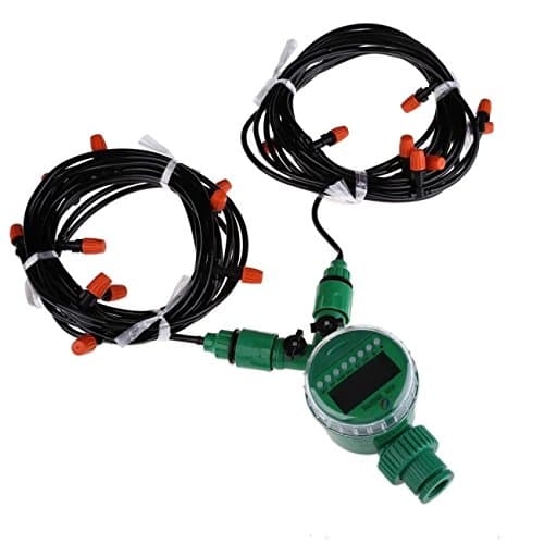 15m 4mm Hose with Micro Drip Irrigation Kit with Nozzle Sprinkler and Timer