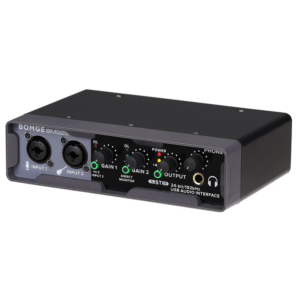 BOMGE USB Audio Interface(32bit/192 kHz) with XLR,phantom power,Direct Monitoring,Loopback for PC Recording,Streaming,Guitarist,Vocalist and Podcasting