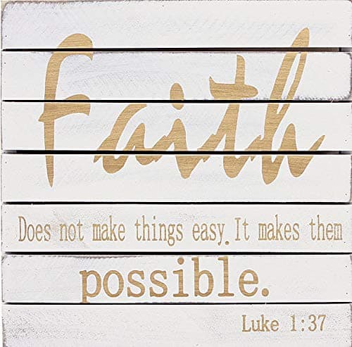 Waroom HomeFaith Sign Does Not Make Things Easy It Makes Them Possible 10 x 10 inch Wood Wall Sign Plaque Breeze Sign