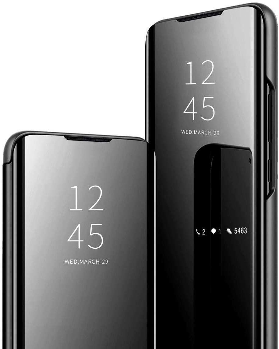 ZETCASE Samsung Galaxy Note 5 Poly Carbonate Leather Stand Mirror Flip Case Cover Compatible with Samsung Galaxy Note 5, Clear View Black