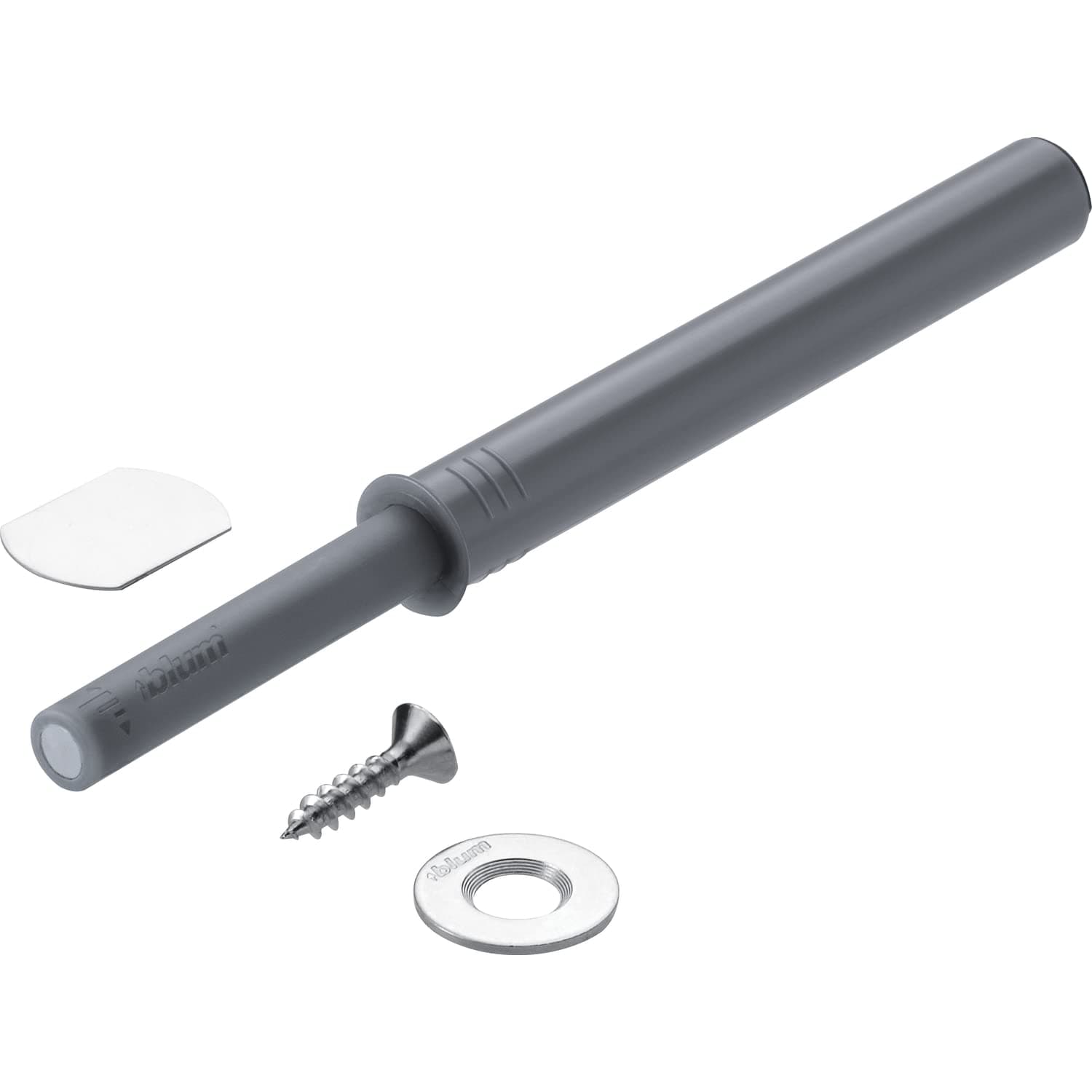 6484096 Tip On Fitting Long for Drilling Doors with Magnet Plastic Platinum Grey, Gray, Langversion