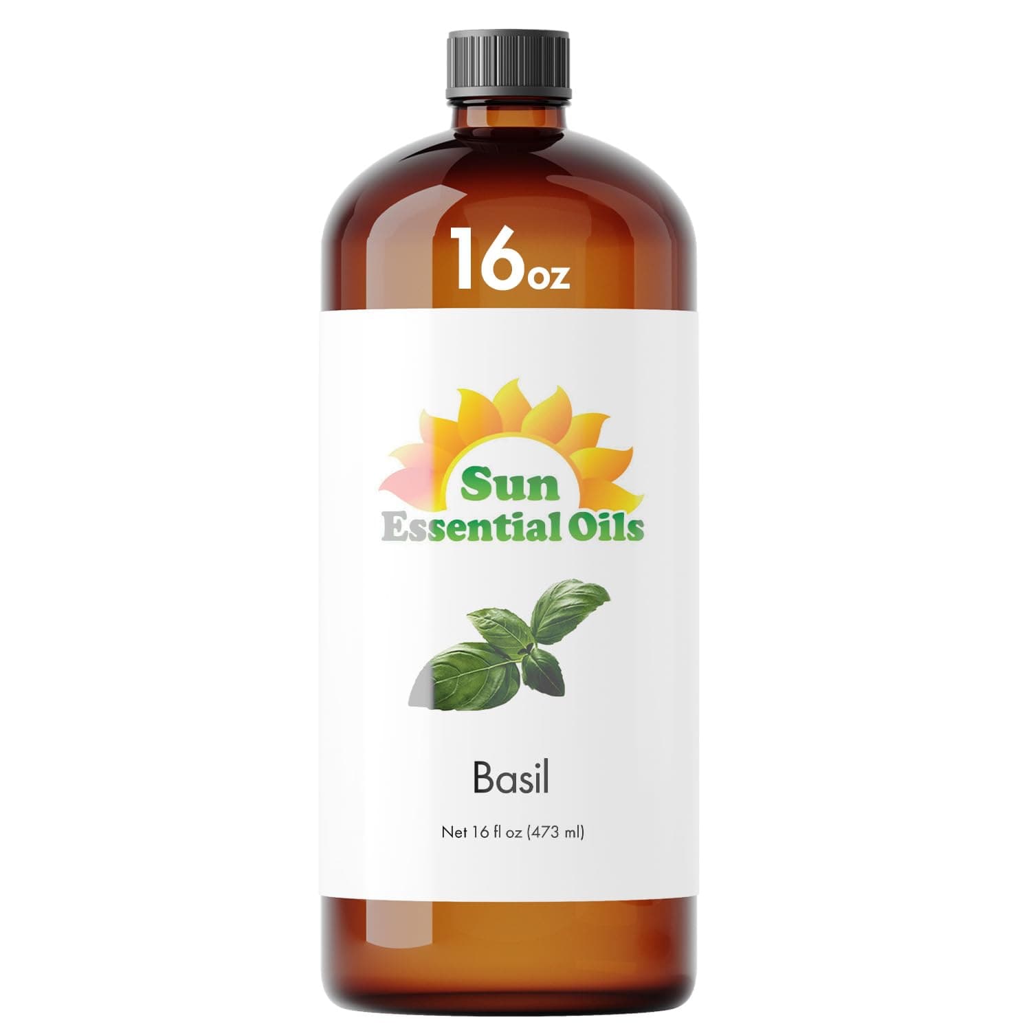 Sun Essential Oils Basil Essential Oil 16 oz for Diffuser, Skin, Massage, Candle, Soap Making