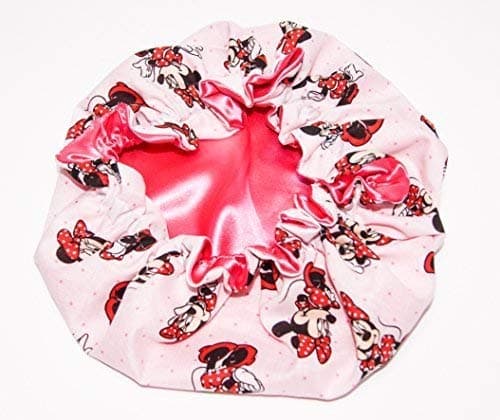 (Extra Large Reversible Satin Bonnet MINNIE MOUSE - SHOCKING PINK Lined) HANDCRAFTED will fits all Adults