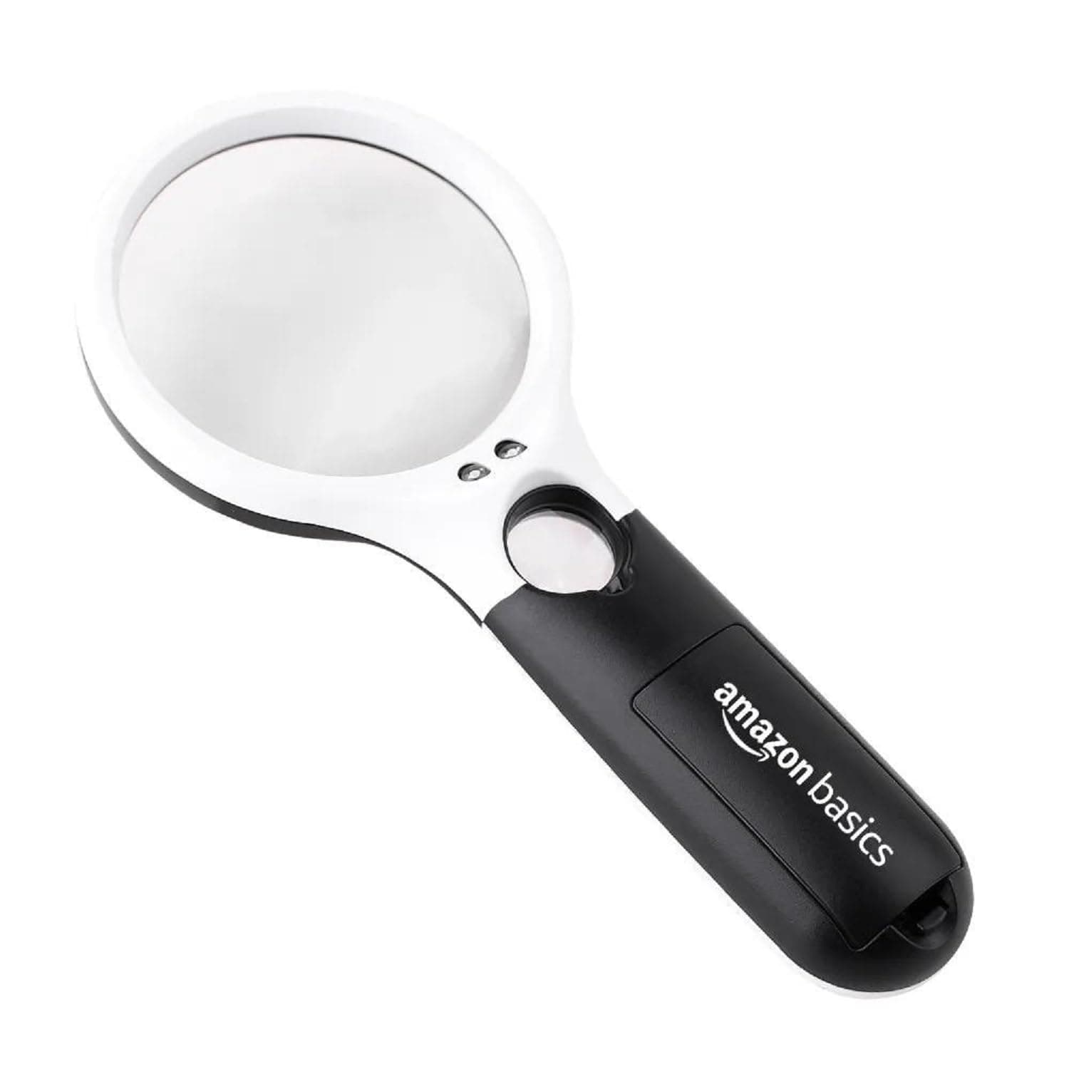Amazon Basics Magnifying Glass with 3 Led Lights | 3X & 45X Big Size Zoom Lenses | Suitable for Seniors, Adults, Children | Ideal for Reading Books, Newspapers, maps