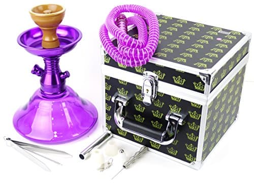 Purple Modern Small Design 1 Hose 10" Hookah Complete Set W/Travel Carrying Case (Purple) 1025