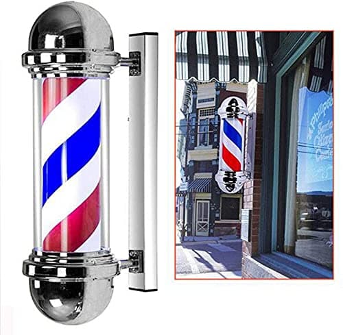 32inch Rotating Barber Pole LED Light, Rotating Red, White and Blue Lights for Hair Salon, Wall-Mounted Waterproof LEDs for Outdoor Hairdressing