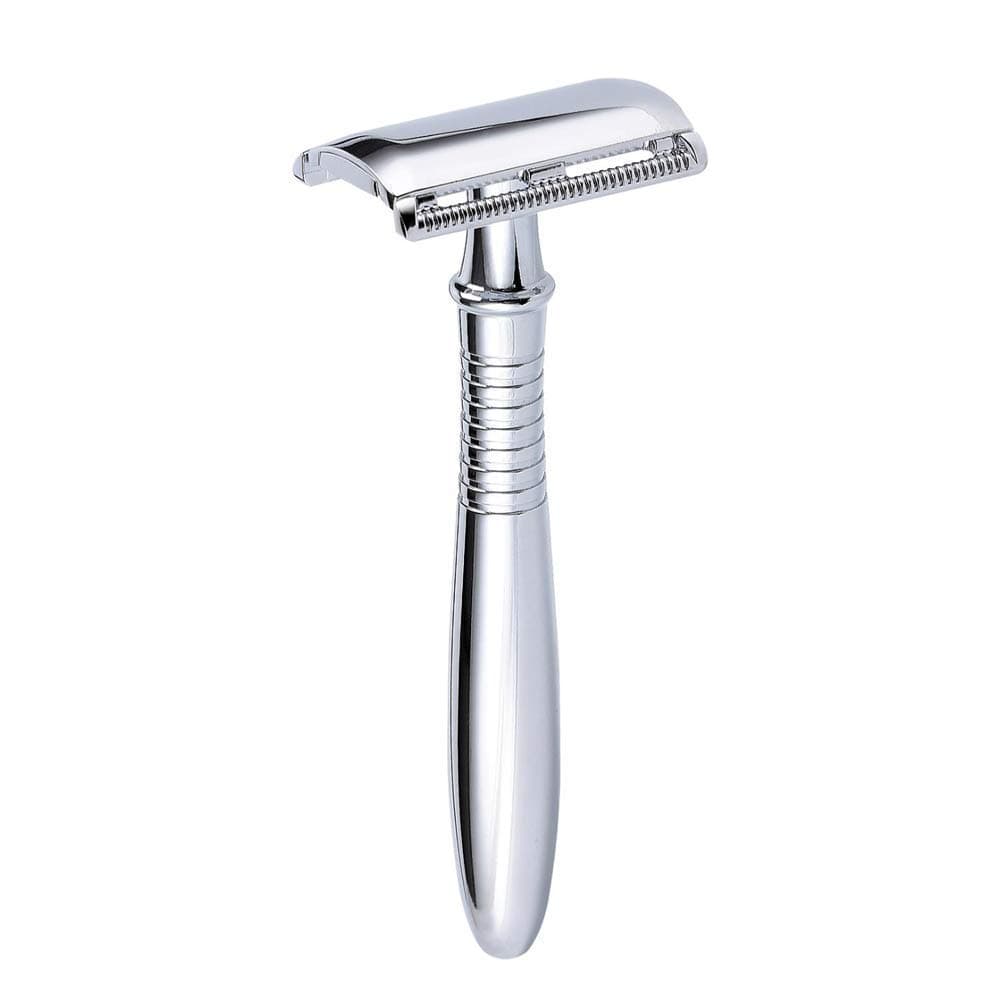Safety Razor Double Edge Razor Handle - Luxurious High End Electroplated Safety Razor with 5 Stainless Steel Blades