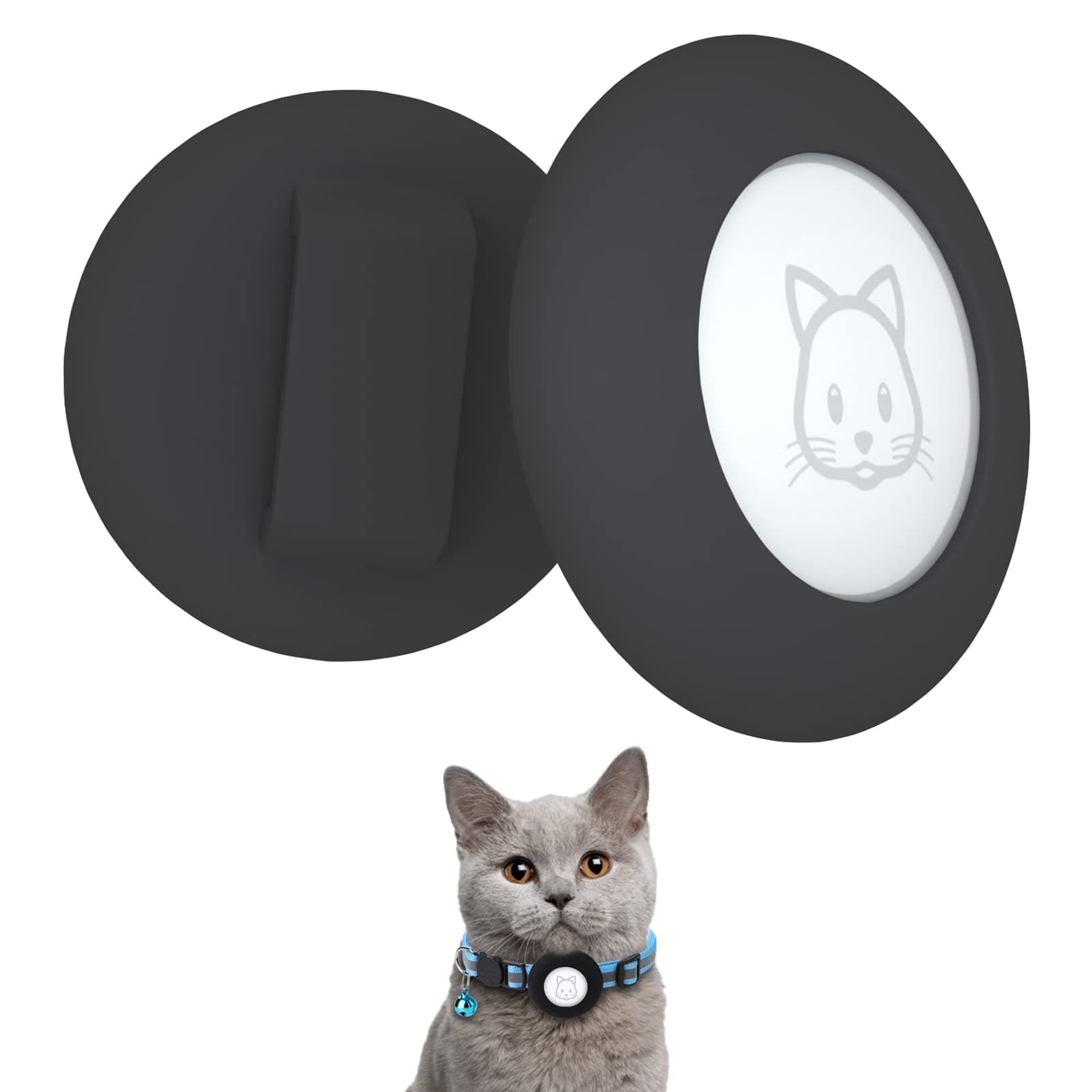 SimpleThings Air-tag Cat Collar Holder, Pet Silicone Protective Case for Air-tag, 2Pack Waterproof Case Cover for Apple Air-tag Cat Dog Pet Collar Within 3/8 inch