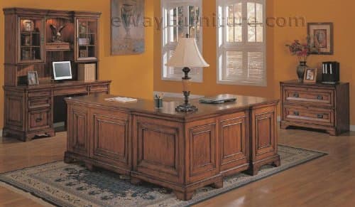 Old World L-Shaped Home Office Computer Desk and Return