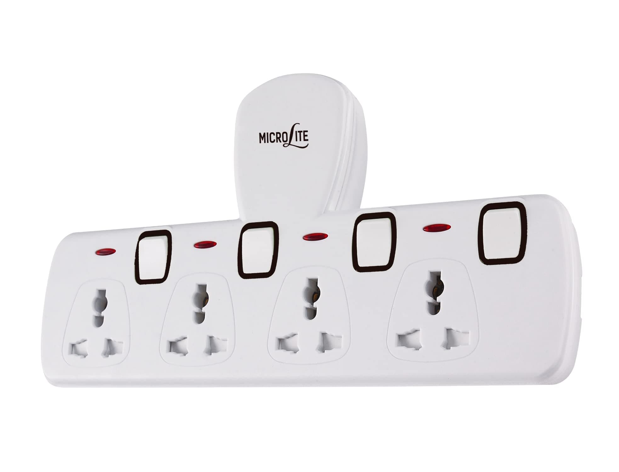 ESMA Approved Multi Plug Power Extension T Socket Adapter, Full Copper, Fused, FR Body 4 Way Universal Wall Electrical Extender Outlet Sockets with Individual Switches & Neon for Home Office