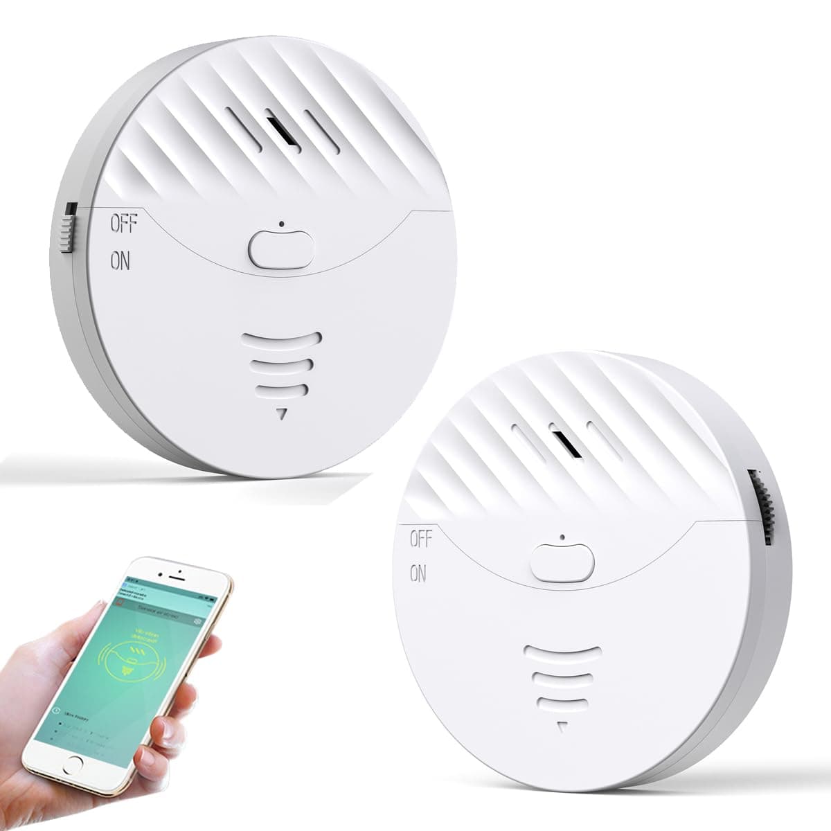 WiFi Window Alarm System, 2 Pack Glass Break Detection with Phone APP, 120dB Smart Alarms with Adjustable Vibration Sensor for Car,Home Security (2PCS)