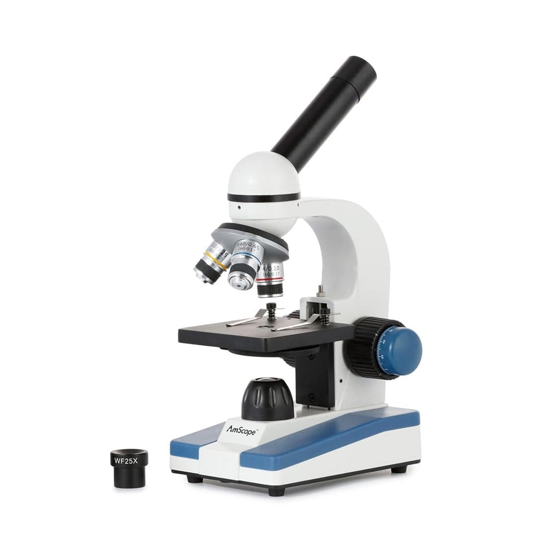 Compound Student Microscope, 40X-1000X, Monocular Head, All Glass Optics, LED, All Metal Framework, Cordless Capable Beginner Microscope - M150C