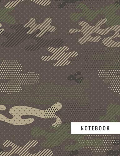 Notebook: Plain College Ruled Composition Book, Writing Journal with Camouflage Army Green Military Pattern Design - Large 8.5 x 11 inches - 110 Pages