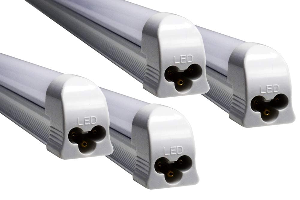 (4-Pack) White 2 Ft. Integrated T5 LED Tube Light Fixture 6500K SMD2835 12W with US Plug