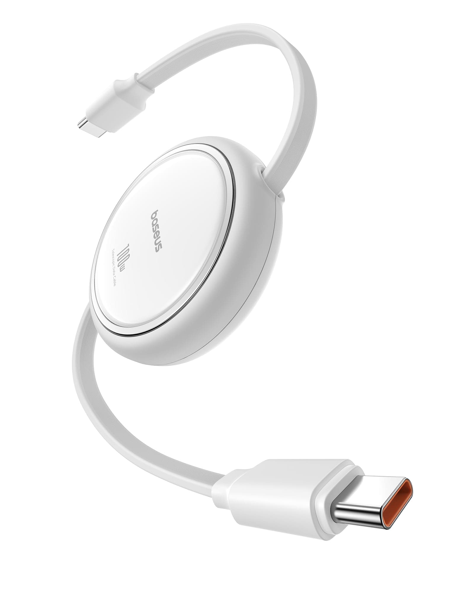 - Baseus USB C, Mini 100W Retractabl Cable (White, 1m)