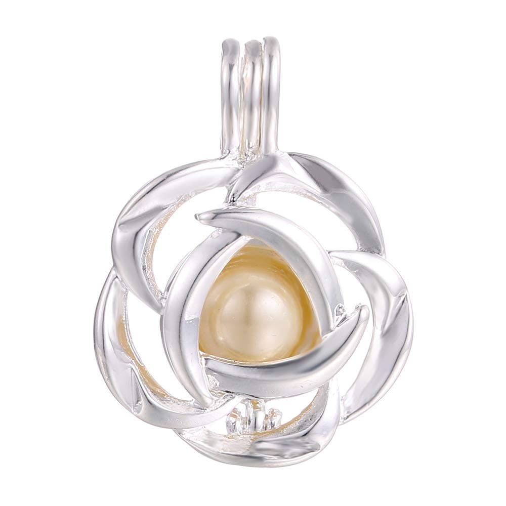 10pcs Silver Pearl Cage Locket Pendants, Essential Oil Diffuser DIY Necklace Bracelet Jewelry Making Craft, Bulk Beads Aromatherapy Diffuser Charms Gifts for Women Girls