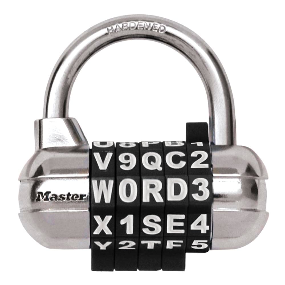 Padlock, Set Your Own Word Combination Lock, 2-1/2 in. Wide, Black, 1534DBLK